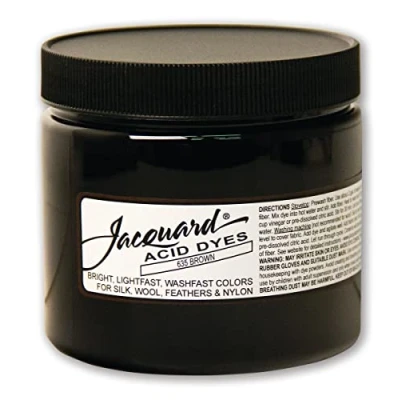 Image of Jacquard Acid Dye for Wool, Silk and Other Protein Fibers, 8 Ounce Jar, Concentrated Powder, Brown 635