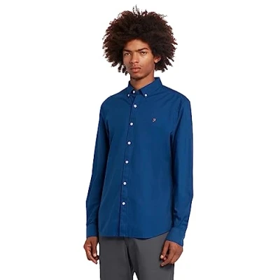 Image of Farah Mens Long Sleeve Shirt Blue Peony L