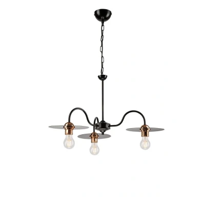Image of Bouli Multi Arm Pendant Ceiling Light With Fabric Shades, Black, 5x E27