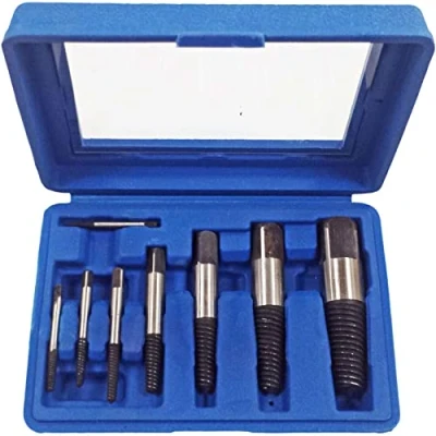 Image of Dunnet Tools 8 Piece Stud Screw Extractor Set Broken Damaged Rounded Nuts Bolts Puller Remover Hand Tool Professional Removal Easy Out Bolt