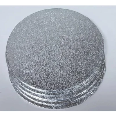 Image of Art of cake, Round Turned Edge Cake Cards/Double Thick Board Silver Fern Covering (3mm Thick) (Pack 5) (6 inch)