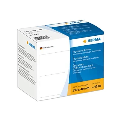 Image of Herma 130 x 40 mm Double Franking Labels (Pack of 1000), White