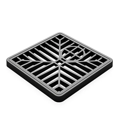 Image of QUERGO Square Drain Covers Outdoor Drainage Channel PVC Plastic Grid 150mm x (6 6) Black Outside Cover