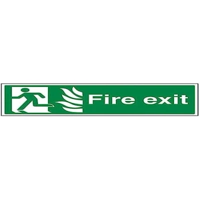 Image of V Safety NHS Final Fire Exit Man Left Sign 450mm x 150mm 1mm Rigid Plastic