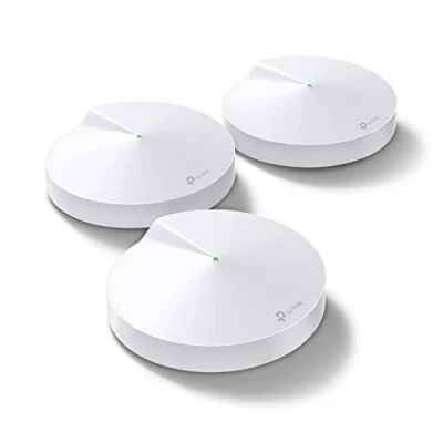 Image of TP Link Deco M9 Plus Whole Home Mesh Wi Fi System, Up to 6500 Sq ft coverage, Tri Band AC2200 with Gigabit Ports, Compatible Amazon Echo/Alexa, HomeCare Antivirus and Parental Controls, Pack of 3