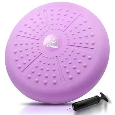 Image of Tumaz Wobble Cushion Wiggle Seat to Improve Sitting Posture &amp; Stay Focused for Sensory Kids, Balance Disc Core Strength Flexible Seating [Extra Thick Board, Pump Included Board]