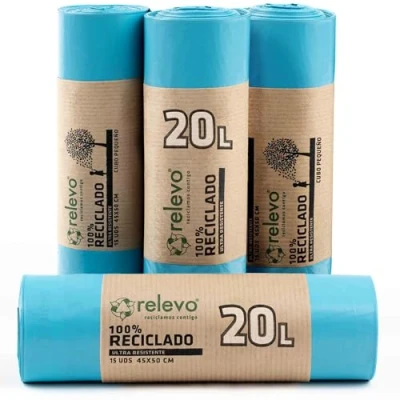 Image of Relevo 100% Recycled Bin Liners, Heavy Duty 20L, 60 Bags