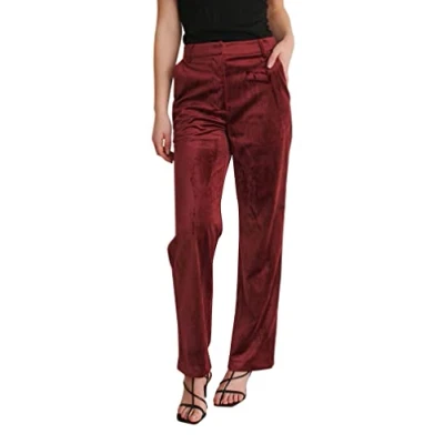 Image of NA KD Women&#039;s Velvet Wide Suit Pants, Purple, 16 UK