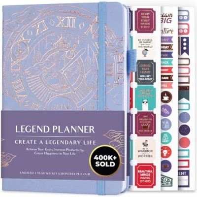 Image of Legend Planner Weekly &amp; Monthly Life to Hit Your Goals Live Happier. Organizer Notebook Productivity Journal. A5 (Periwinkle)