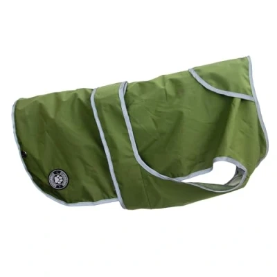 Image of Ancol Stormguard Soft Shell Dog Coat in Khaki Waterproof Pet Rain Jacket with Harness Hole Reflective Edging Puppy Apparel M