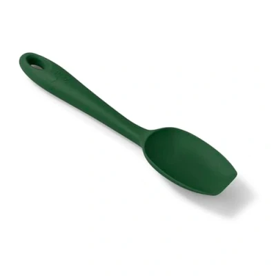 Image of Zeal Silicone Spatula Spoon, Non Stick Flat Ended Cooking Spoon for Scraping, Scooping and Stirring Odour Stain Resistant, 20cm, Forest Green