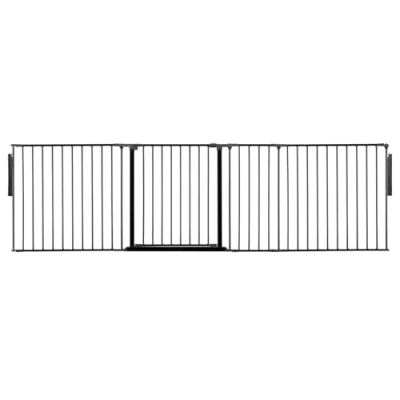 Image of Safetots Premium Multi Panel Room Divider, up to 259cm Wide, Black, 70cm Tall, Flexible Barrier, Divider with Door for Baby and Toddler, Easy Installation