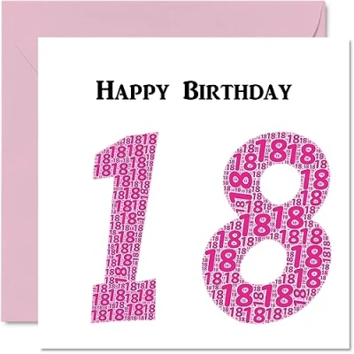 Image of Fun 18th Birthday Cards for Woman Shapecloud Happy Card Son Daughter Brother Sister Grandson Granddaughter Niece Nephew Cousin, 145mm x Greeting Cards,