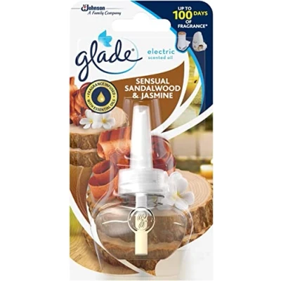 Image of Glade Plug in Air Freshener Refill, Electric Scented Oil Room Freshener, Sandalwood &amp; Jasmine, Pack of 6 Duos (12 x 20ml)