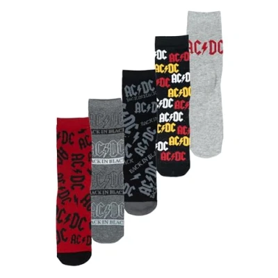 Image of United Labels AC/DC Socks for Men ACDC Rock Band Men&#039;s Trainer Stockings 40 45 (Pack of 5), multicoloured,