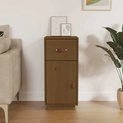 Image of vidaXL Sideboard in Honey Brown Solid Pinewood Construction Versatile Storage and Display Solution for Living Room, Bedroom, or Office Space