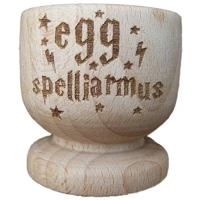 Image of FastCraft HARRY POTTER INSPIRED WOODEN EGG CUP HOGWARTS WIZARD HOUSE WARMING PRESENT FAN BIRTHDAY GIFT IDEA EGGCUP (Set of 2)