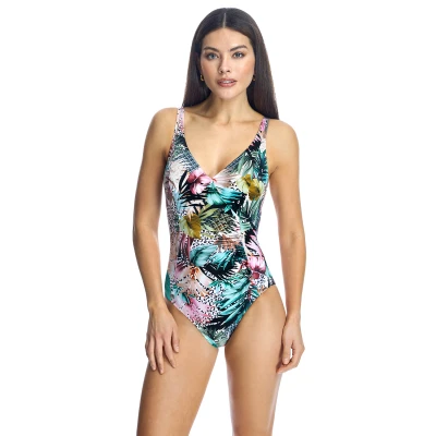Image of ORY Womens V neck swimsuit W240873 woman Multicolour Size 4XL