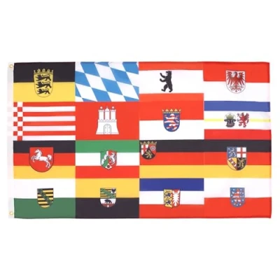 Image of AZ Flag 16 German Federal States 2x3 Ft 100D Polyester Of Germany Banner with Two Metal Grommets Fade Resistant Vivid Colors 2&#039; x 3&#039; Feet 90x60 Cm