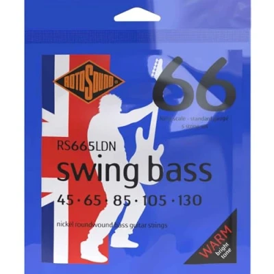 Image of Rotosound strings for electric bass SWING 66 Nickel ROUNDWOUND 5 str. RS665LDN Standard 45 105, White Black Red Blue