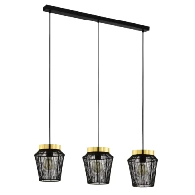 Image of EGLO Escandidos hanging light, black/gold, 3 bulb