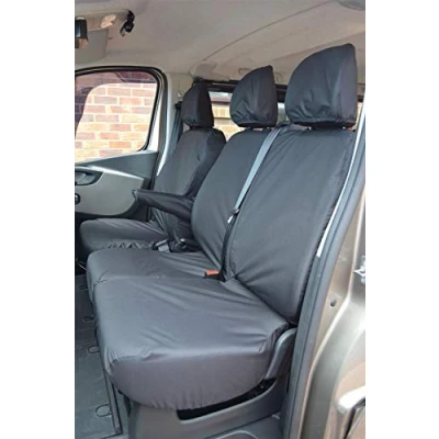 Image of Tailored Seat Covers for Vauxhall Vivaro (Crew Cab) Sportive (2014 2019) [Driver + Double Passenger Seat] Airbag Compatible, Heavy Duty Work Protection Accessories