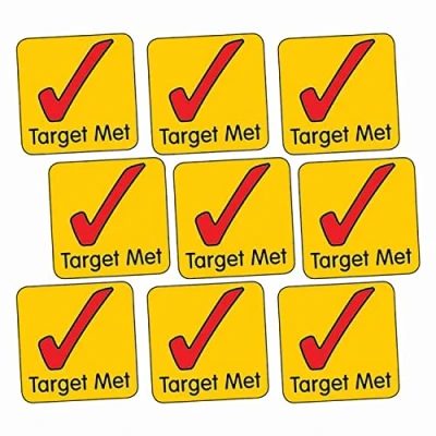 Image of 700 Target Met Tick Childrens Pupils Feedback Square Reward Praise Stickers 16mm Primary Teaching Services