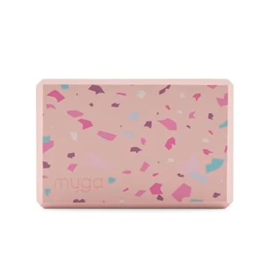 Image of Myga Yoga Block Lightweight EVA Foam Brick High Density Non Slip for Poses, Pilates, Balance and Flexibility Terrazzo