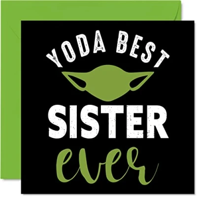 Image of Funny Birthday Cards for Sister Yoda Best Joke Happy Card from Brother, Banter Gifts, 145mm x Sibling Greeting Gift