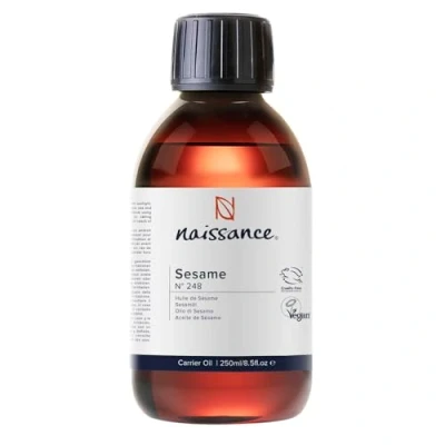 Image of Naissance Sesame Seed Oil (No. 248) 450ml Natural Moisturiser For Skin, Face, Beard, Nails, Hair, Body Massage, Aromatherapy, DIY Beauty, Conditioner Vegan, No GMO