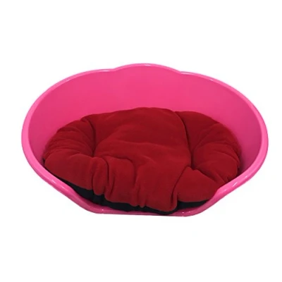 Image of KetoPlastics PINK PLASTIC WITH RED CUSHION/MEDIUM HEAVY DUTY PET BED DOG/CAT/ANIMAL/SLEEP/BASKET