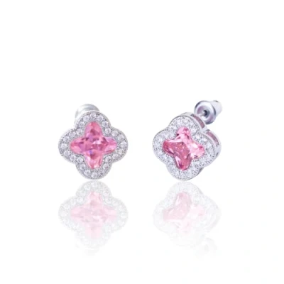 Image of CHERUBIC Women&#039;s 925 Sterling Silver AAA Cubic Zirconia Stud Earrings Flower Shape Four leaf Clover Designs Diamond Cut Crystal Jewelry Gift For Women Girls