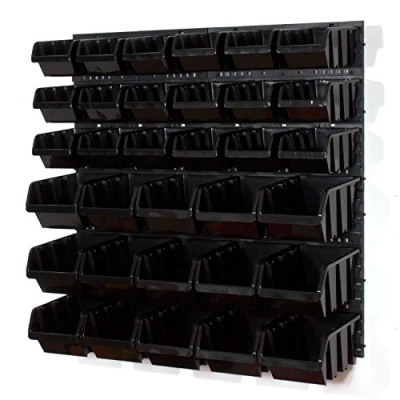 Image of Set of 18 black M and 15 L size IN Box storage bins louvre