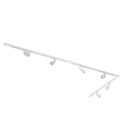 Image of Litecraft Kitchen Track Light with Soho Fixture &amp; GU10 LED Bulbs (White, 3M L Shape Long 6 Light)