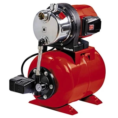 Image of Einhell Hauswasserwerk GC WW 1046 N (1050 W, 4600 L/h max. flow rate, delivery pressure 4.8 bar, switch, gauge, 20 L tank), stainless steel