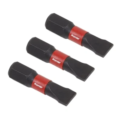 Image of Sealey Premier Slotted 6.5mm Impact Power Tool Bits 25mm 3pc
