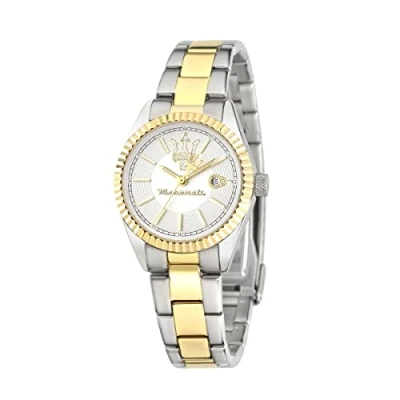Image of Maserati Women&#039;s Watch, Competizione Collection, Quartz Movement, Three Hands Version with Date, Stainless Steel and Gold pvd Watch R8853100505