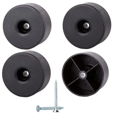 Image of SKIR&#039;CO 4 pcs, Black Plastic Round Furniture Legs, 50 mm Diameter, Height 25 mm, Feet, Screws Included