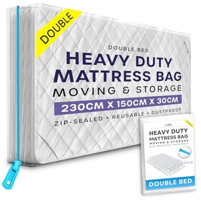 Image of volila Mattress Storage Bag with Zipper Waterproof Cover for Moving to Protect Beds from Stains, Dust, and Pest Damage Plastic (1 Pack Double)