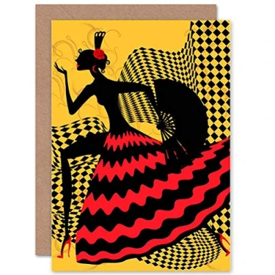 Image of Wee Blue Coo PAINTING SPANISH FLAMENCO DANCER DESIGN BLANK GREETINGS BIRTHDAY CARD