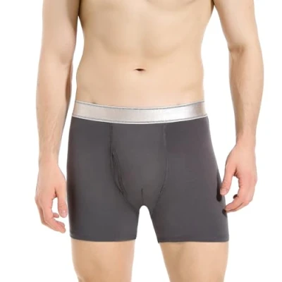 Image of Men’s Incontinence Boxers, Washable Protective Pants with 150ML Absorbent Urine Volume Leakproof Underwear Reusable Cotton Soft (Grey, 3XL)