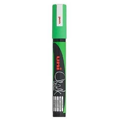 Image of Uni Fluorescent Neon Green Bullet Tip Nib (1.8 2.5mm) Liquid Chalk Marker Pen Colour Whiteboard Blackboard Chalkboard Menu Glass Windows Wet Wipe Non Permanent (Pack Of 1) PWE 5M