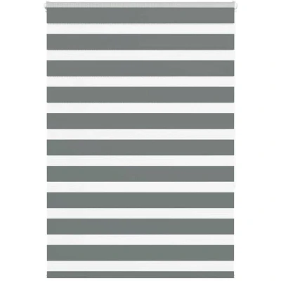 Image of vidaXL Zebra Blind Dark Grey 95x150 cm Fabric Width 90.9 Polyester