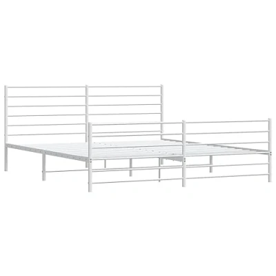 Image of vidaXL Metal Bed Frame without Mattress with Footboard White 200x200cm
