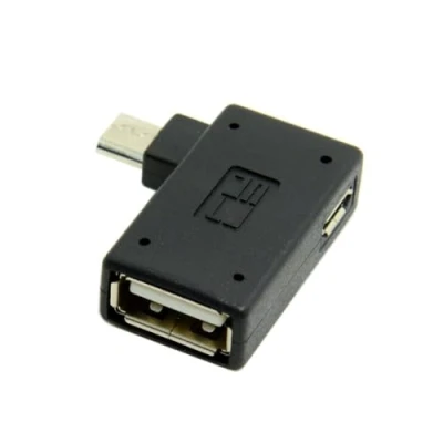 Image of CY 90 Degree Right Angled Micro USB 2.0 OTG Host Adapter with Power for Galaxy S3 S4 S5 Note2 Note3 Cell Phone &amp; Tablet