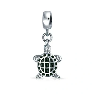 Image of Nautical Green Turtle Tropical Vacation Dangle Bead Charm For Women Teen .925 Sterling Silver Fits European Bracelet