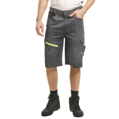 Image of Lee Cooper LCSHO811 Men&#039;s Workwear Reflective Hi Vis Detail Multi Pocket Work Cargo Shorts, Grey/Black, 30W