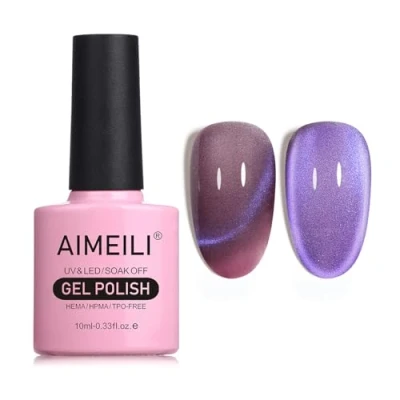 Image of AIMEILI Magnetic Gel Nail Polish Cat Magnet Eye Polish, UV LED Soak Off Glitter Varnish Art Manicure Pedicure, Long Lasting &amp; Easy to Apply 10ml 739