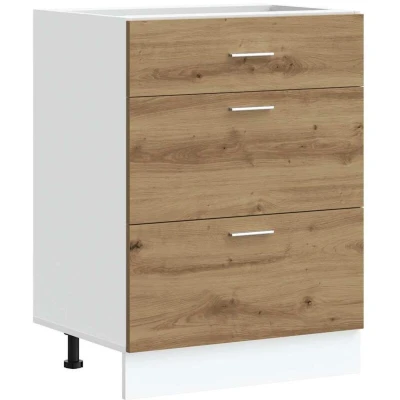 Image of vidaXL Kitchen Base Cabinet Artisan Oak Engineered Wood, Adjustable Feet, Ample Storage, 60x46x81.5 cm