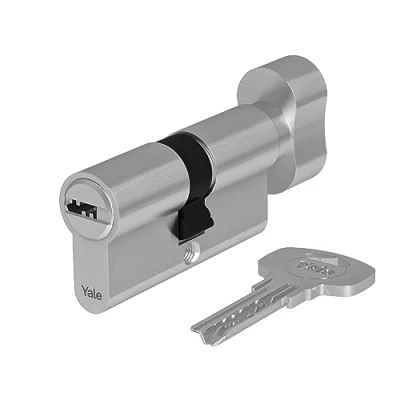 Image of Yale 10 1003 3030 CK42201 1000 Series Rotary Knob 30/30 Satin Euro Profile Cylinder, Nickel